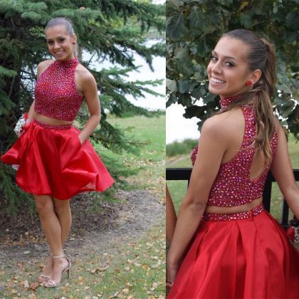 Red Homecoming Dresses Sleeveless Ball-gown Scoop..