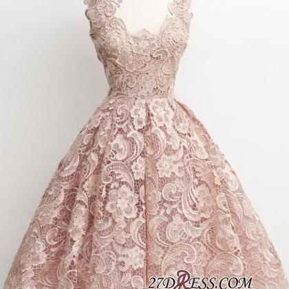 Pearl Pink Lace/satin Homecoming Dresses..