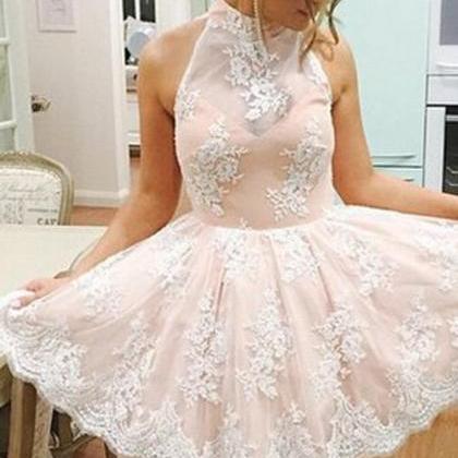 Rose Pink Homecoming Dresses Sleeveless A Lines..