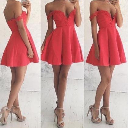Red Homecoming Dresses Off Shoulder A Line Off The..