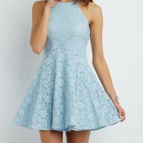 Light Blue Lace/satin Homecoming Dresses..