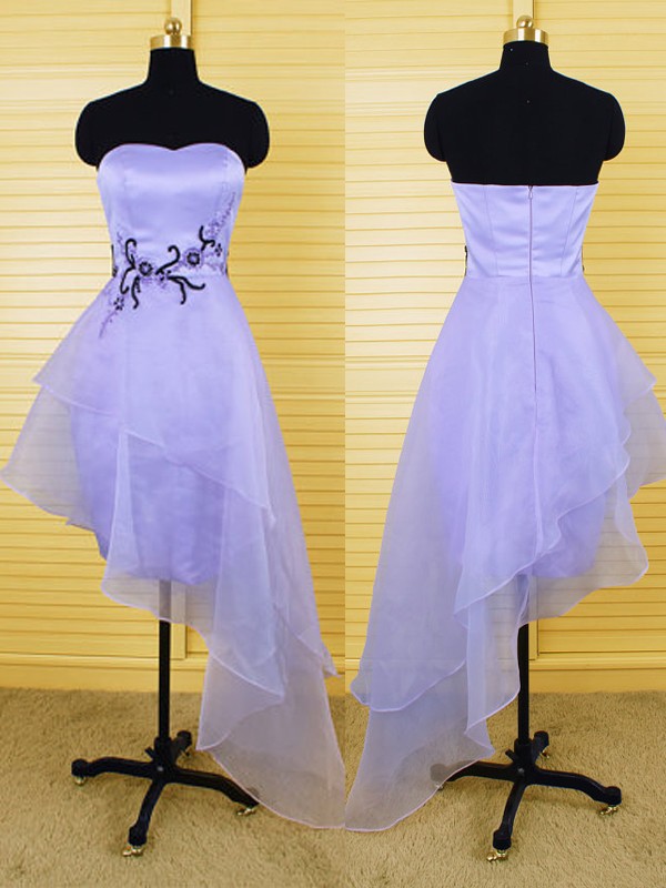 Lavender Homecoming Dresses Sleeveless Empire Sweetheart Neckline Zippers Mini Embroidered