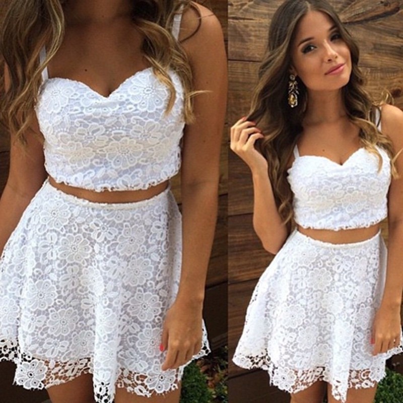 White Lace/satin Homecoming Dresses Sleeveless A-line/column Strap Zippers Above Knee Lace